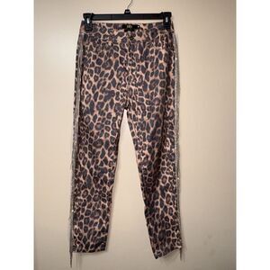 Size 8 Leopard‎ Skinny Jeans Lace Diamond Fringe Lucky & Blessed Western Fancy